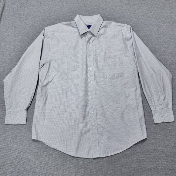UDE Signature Collection Mens White Grid Button Up Shirt Long Sleeve Collared XL - Picture 3 of 12